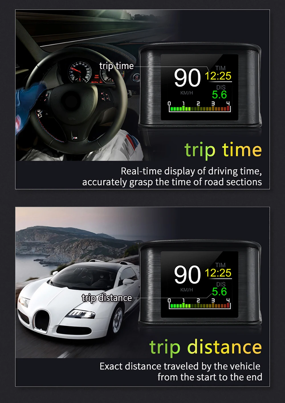P10 Pro Head Up Display On-board Computer Car Digital OBD2 Mileage OBD Driving C
