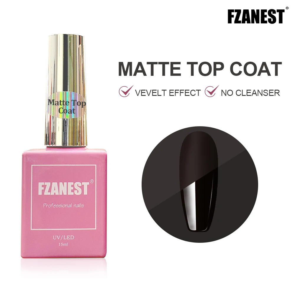 FZANEST Matte Top Coat Gel Nail UV Gel 15ml Gel Nails Polish Base and Top Lasting Over 30days Top Coat 3