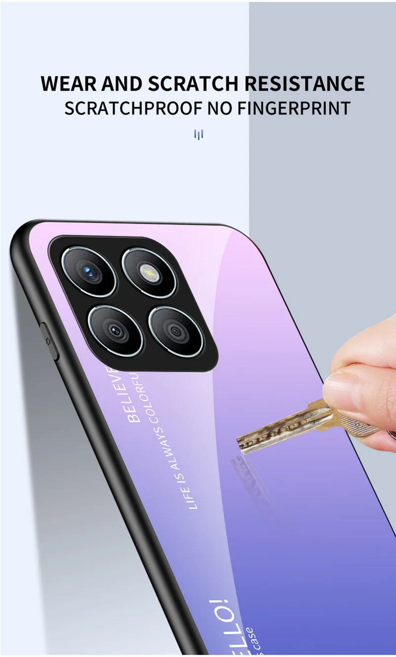 Gradient Tempered Glass Glossy Back Phone Case