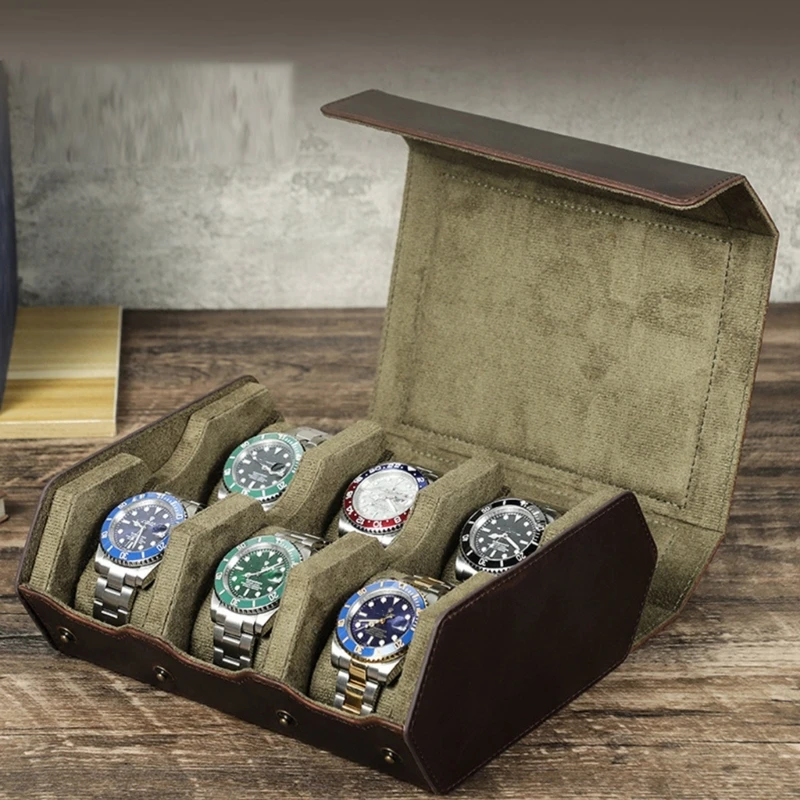 PU Leather Watch Caskets 6 Slot Timepieces Storage Box Watch Travel 517F
