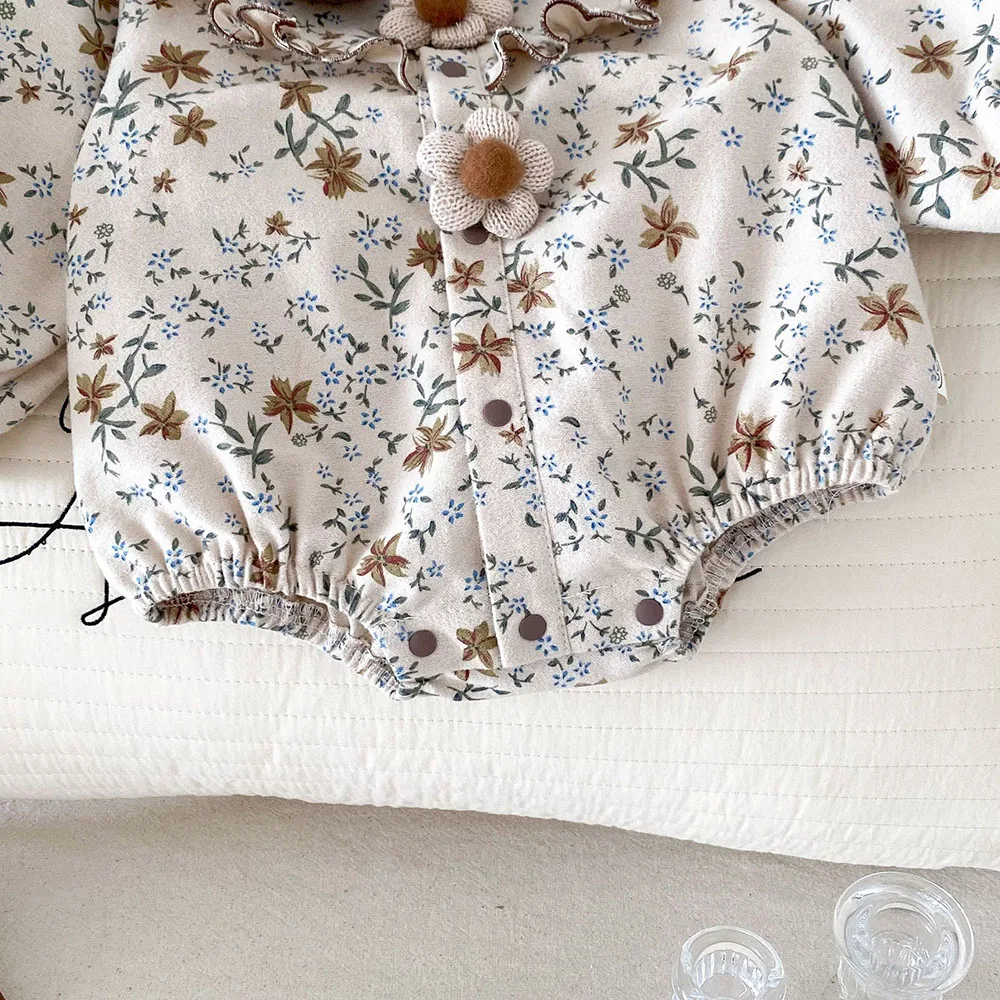 Retro Style Baby Girls Floral Bodysuits