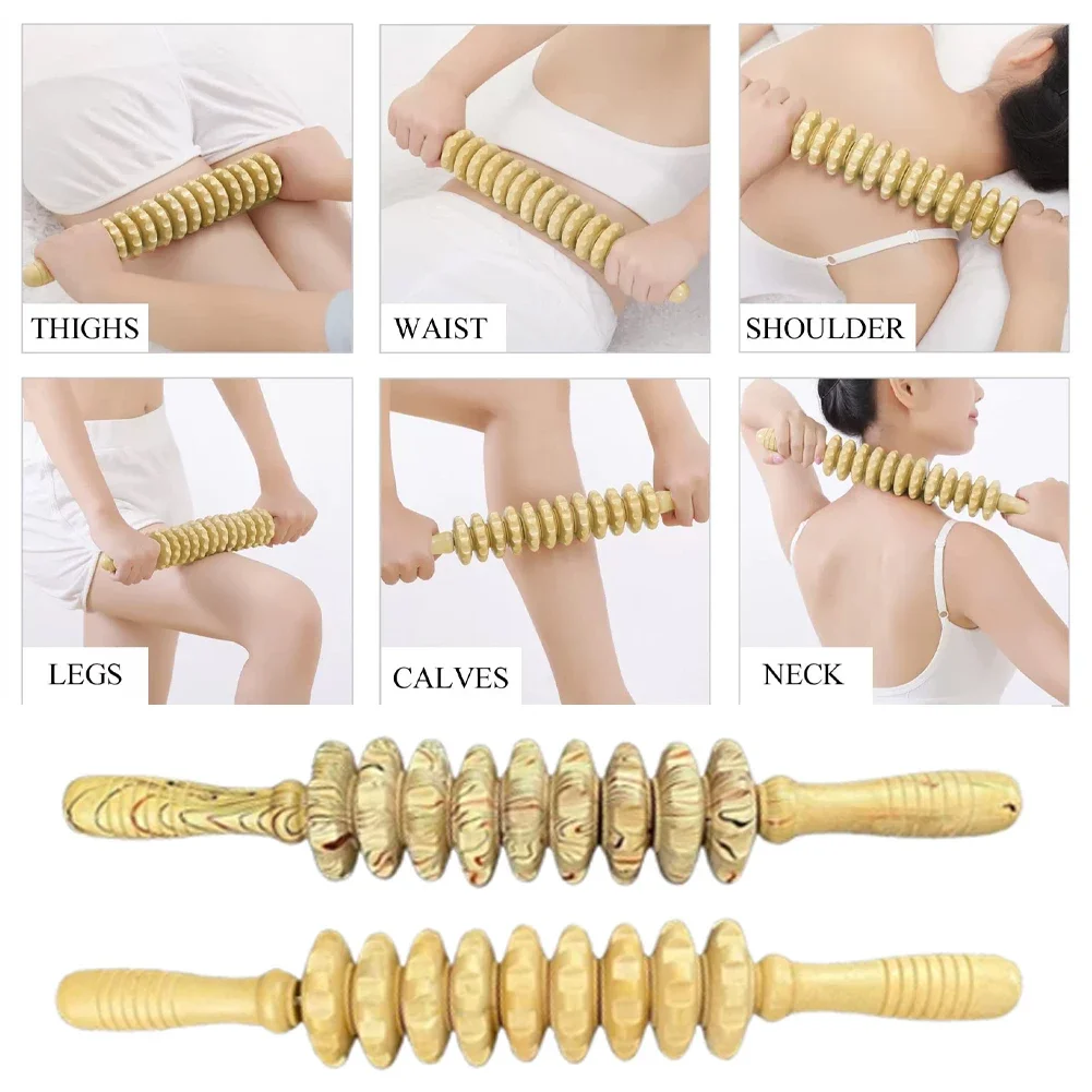 Wooden Therapy Massager Roller Trigger Point Massager Stick for Fascia Cellulite Muscle & Abdomen Body, Muscle Belly Relief Tool