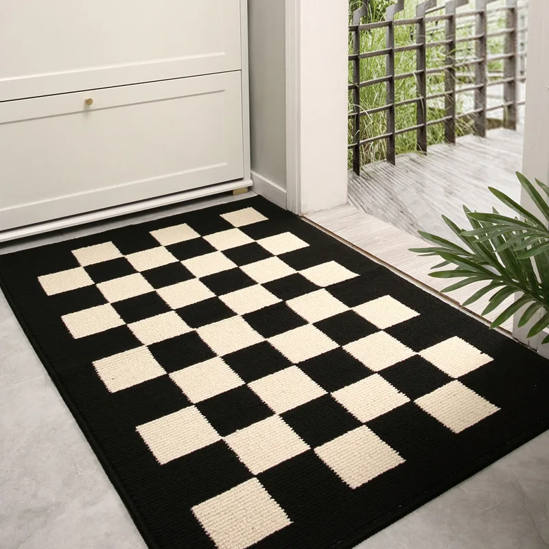 

Nordic Checkerboard Simplicity Entrance Door Floor Mat Household Bathroom Kitchen Bath Doormat Water Uptake Antiskid Rug 2023