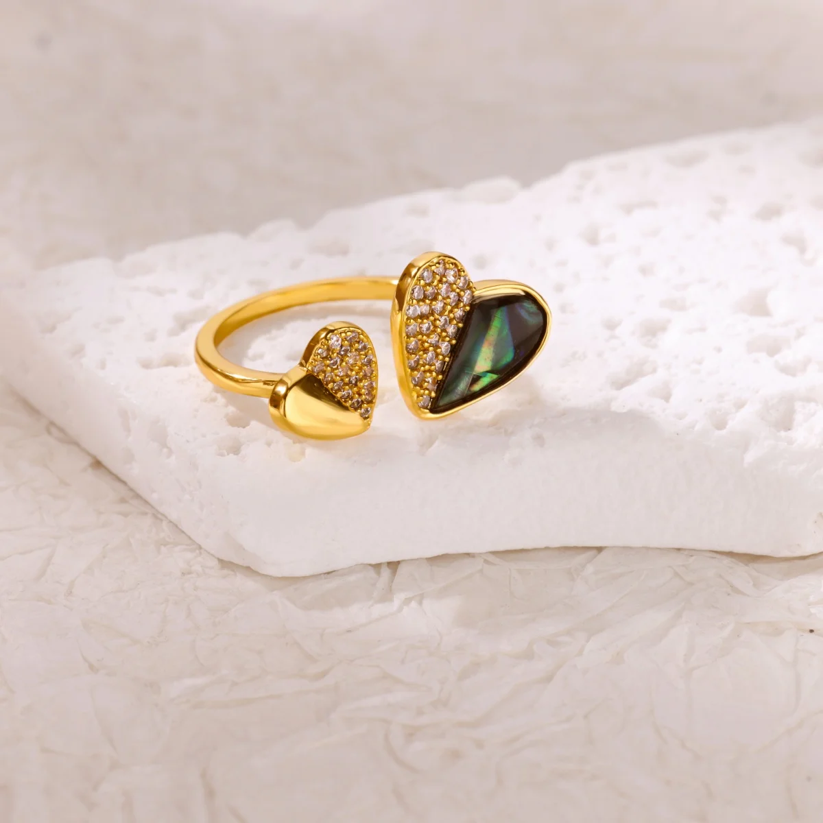 Zircon Heart Open Rings For Women