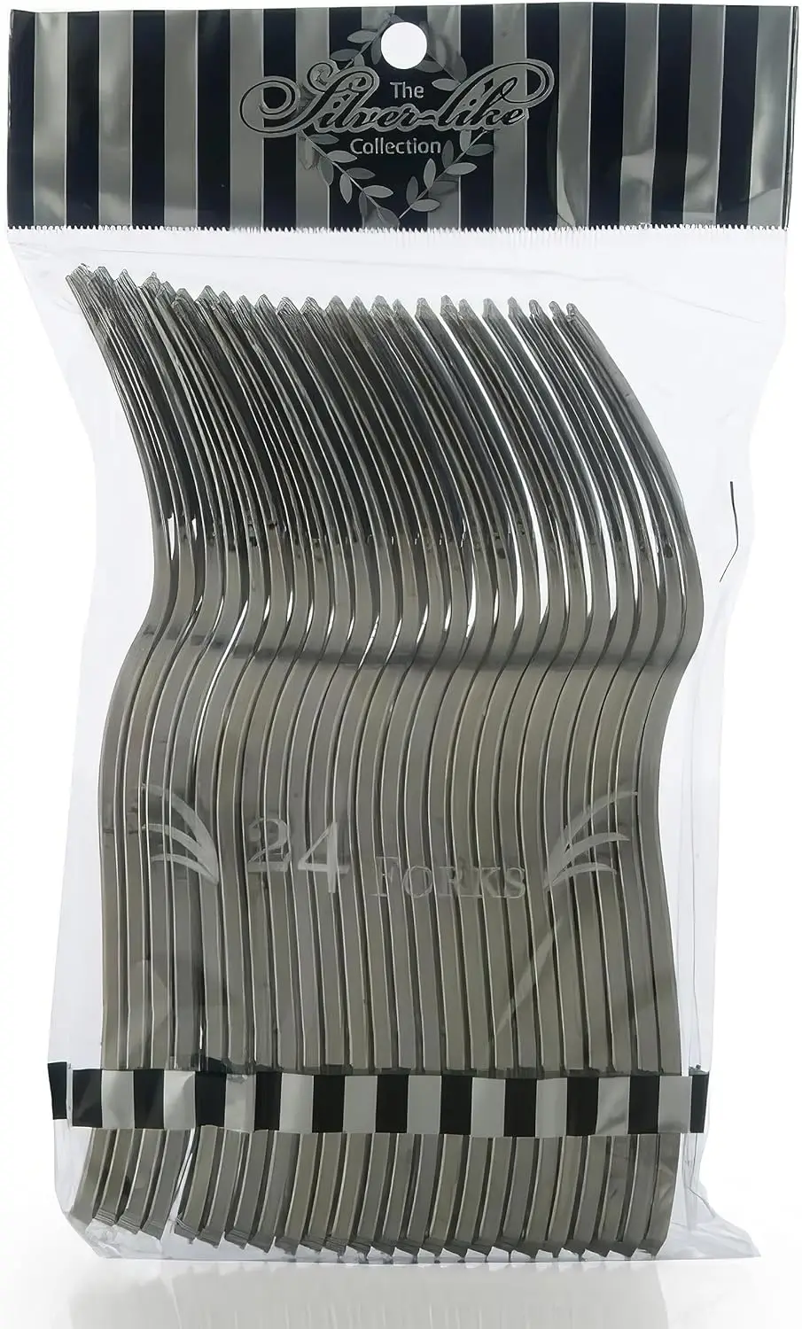 Silver Cutlery Collection (24-Count) | Elegant Silver Plastic Forks - Premium Disposable Utensils for Parties
