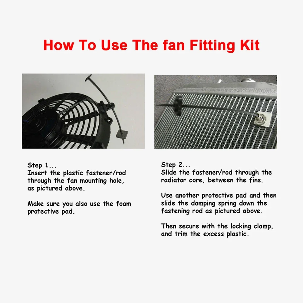 Electric Radiator Fan Installation Kit 4 Mounting Feet Universal Car Electric Cooling Fan Mount Kit 4 Cable Ties 4 Springs
