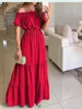 Robe maxi à encolure dégagée pour femmes, vert, mode d'été, boho, sexy, élégante, décontractée, vacances, plage, robes de soirée