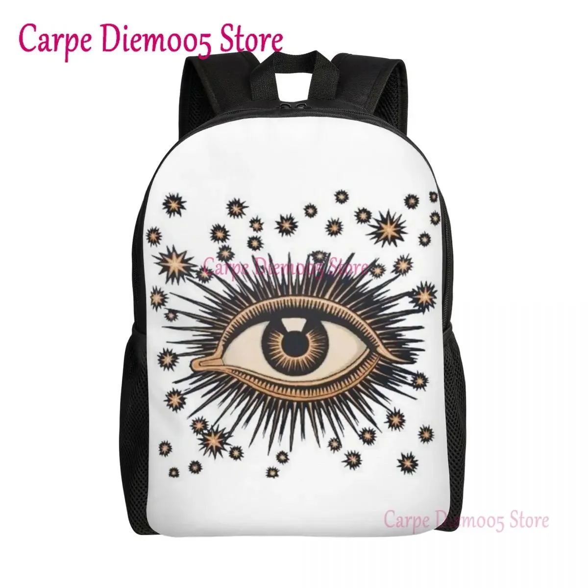 

Vintage Turkish Evil Eye Backpack for Women Men Water Resistant College School Nazar Amulet Pattern Boho Bag Print Bookbag