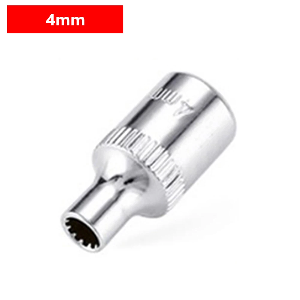 

1pc 12 Point Socket Bit 1/4 Square Drive Mirror Short Head For Ratchet Wrench 4/4.5/5/5.5/6/7/9/10/11/12/13/14mm Hand Tools