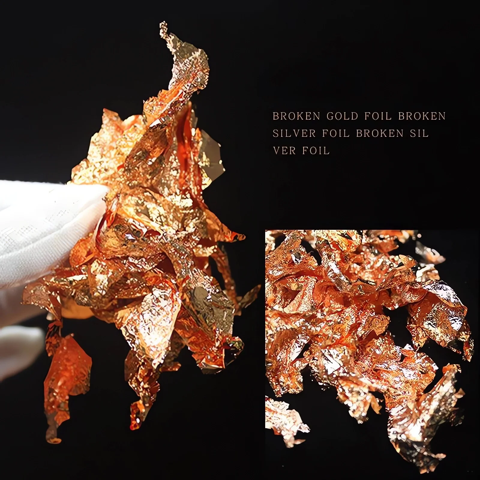 Shiny Gold Foil Jewelry Luxury Resin Decoration Paper Handicrafts Flake Siver Leaf Nail Beauty Gilding DIY Art Craft