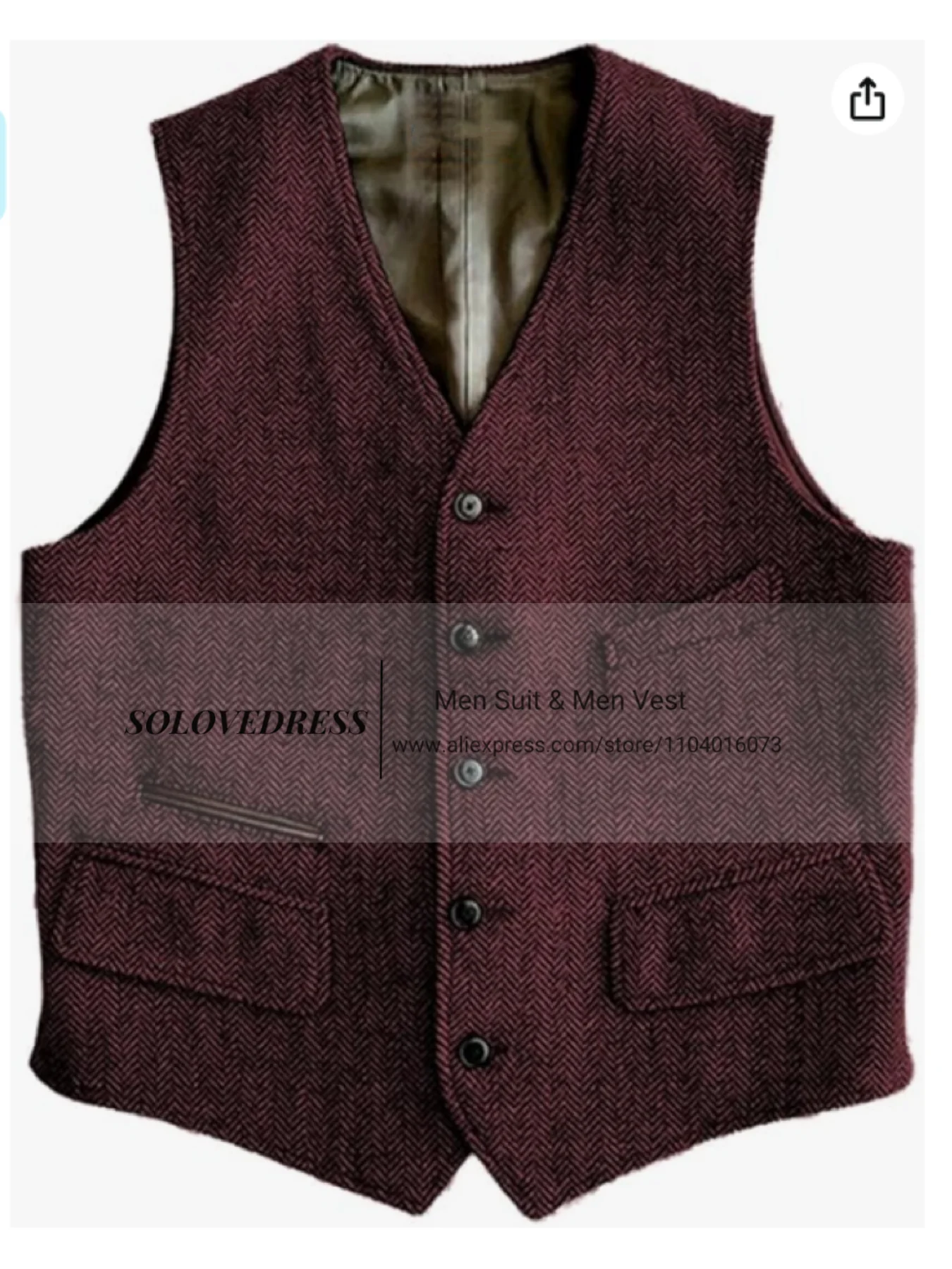 Gilet Uomo Slim Fit In Tweed Di Lana A Spina Di Pesce – Scollo A V, Per Matrimoni E Cerimonie