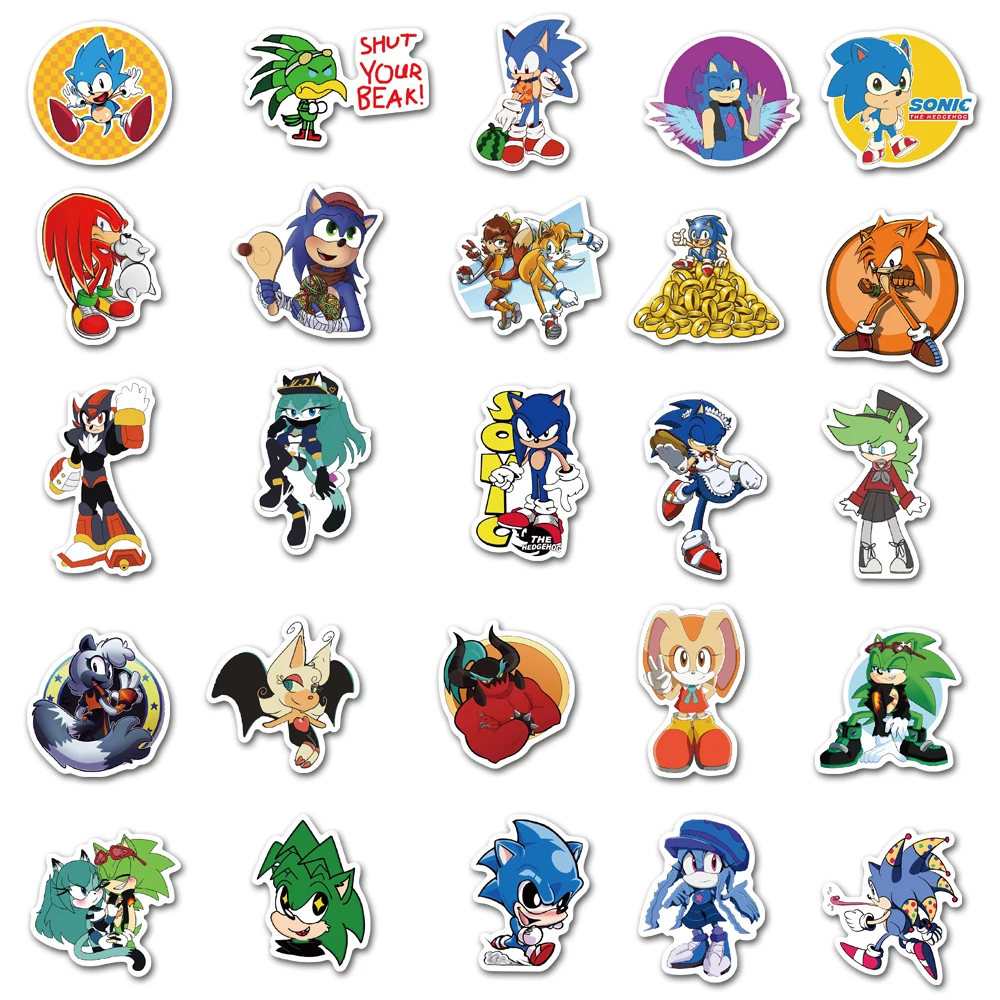 Cartoon Stickers-50pcs/Pack Sonic Creative The Hedgehog Refrigerator Graffiti Luggage Book Notebook Sticker Kids Gifts