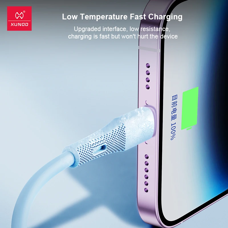 Xundd Usb Type C Bliksem Zachte Siliconen Datakabel 1 2M 2 4a Snel Opladen Kabel Voor.jpg