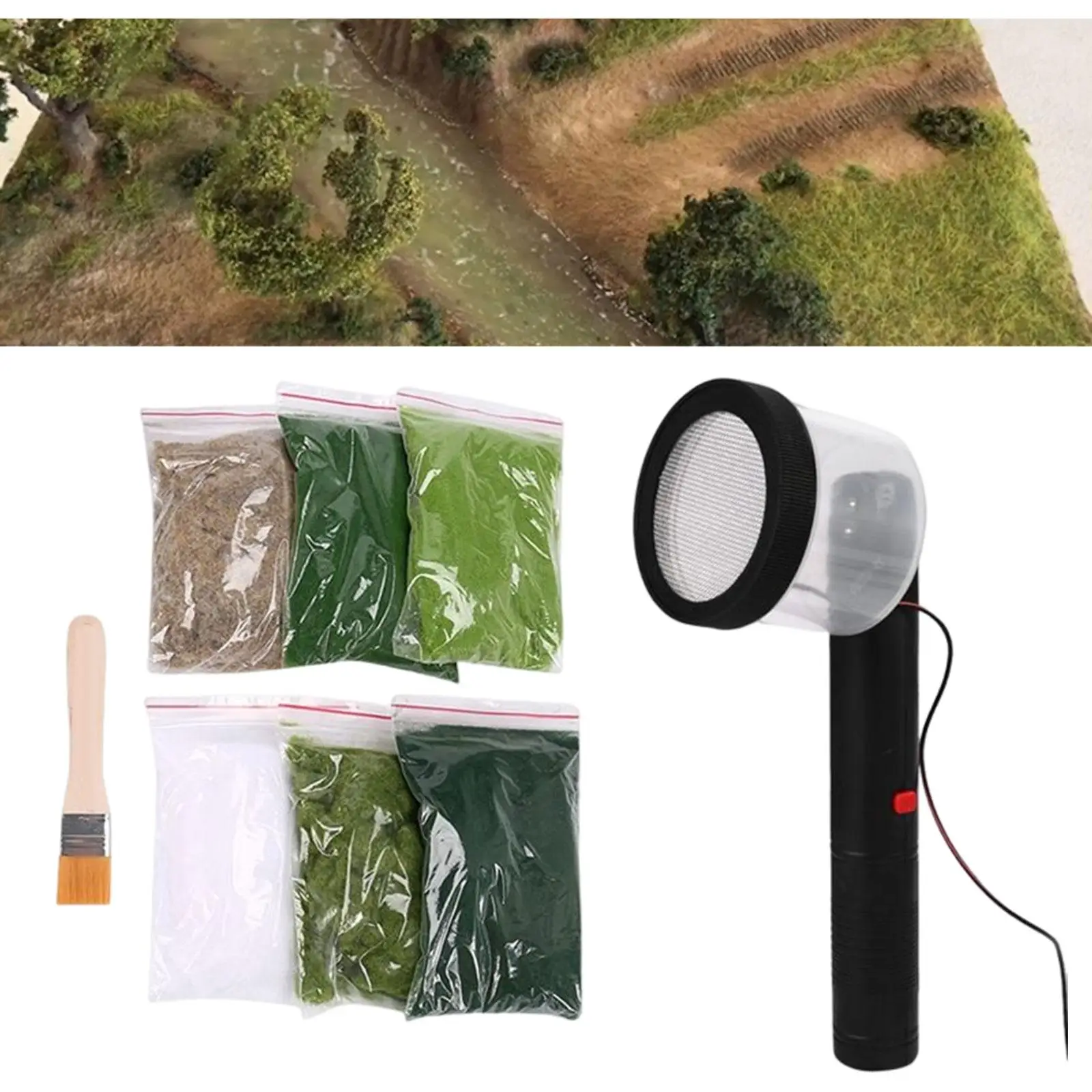 Static Grass Applicator for Landscaping with 6 Bags Planting Machine Flocking DIY Railway