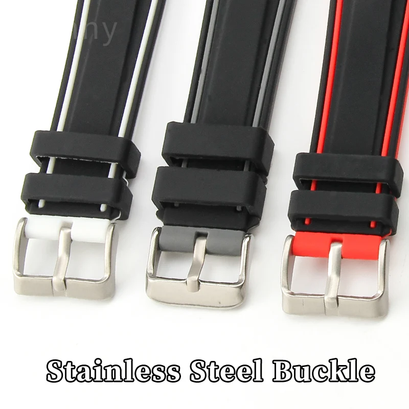 Dual-Tone Quick Release Soft Silicone Watch Strap - Available in Multiple Sizes