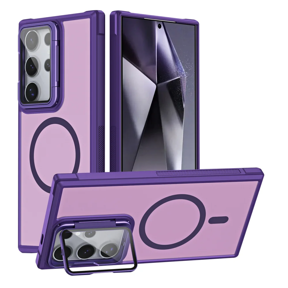Luxury Magnetic Shockproof Case with Concealed Bracket and Acrylic Lens Protection Cover