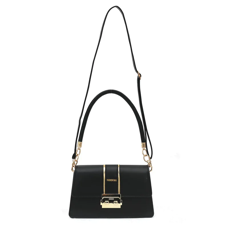 

2023 The New Fashion Women Handbag With Lock Contrast Color Pu Leather Frame Bag Versatile One Shoulder Bag
