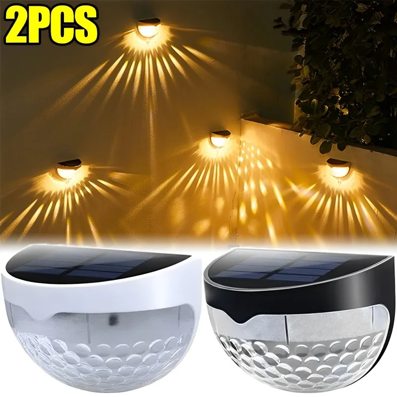 

2pcs LED Solar Lights Semicircle Wall Lamp Outdoor Waterproof Luminous Lighting Garden Stairs Fence Balcony Sunlight Lamps Decor