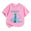 2024 New Design Cartoon Disney Frozen Princess Children 100%Cotton Girl Printed Street Casual Short Sleeve T-Shirt Girls Clothes 4