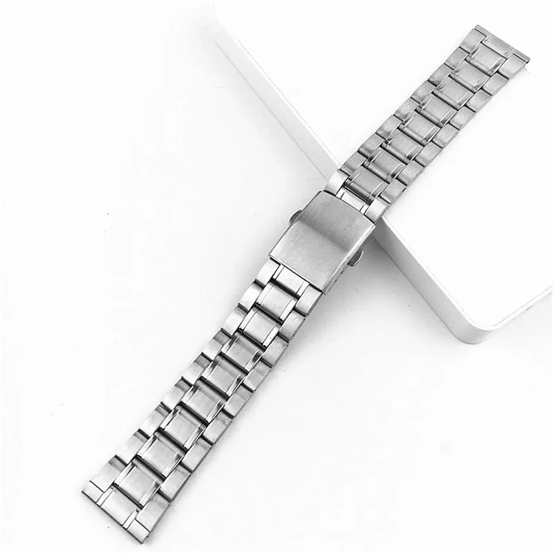 Stainless Steel Universal Silver Watch Band with Folding Clasp – Replacement Wristband Bracelet