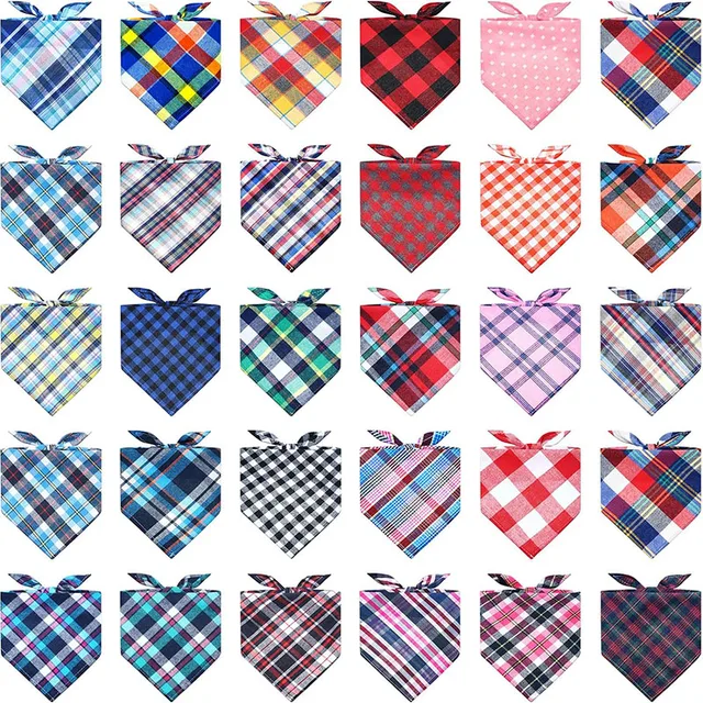 Dog Bandana for Small and Medium Dogs Classic Plaid Printed Pet Cat Dog Kerchief Puppy Triangular Bibs Scarf for Girl or Boy Pet