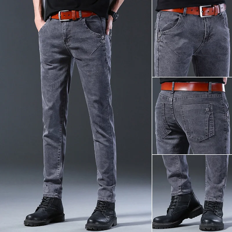 2024 New Men Spring and Autumn Korean Version Comfort Men Stretch Youth Slim Fashion Skinny Jeans Pants Designer Clothes 2