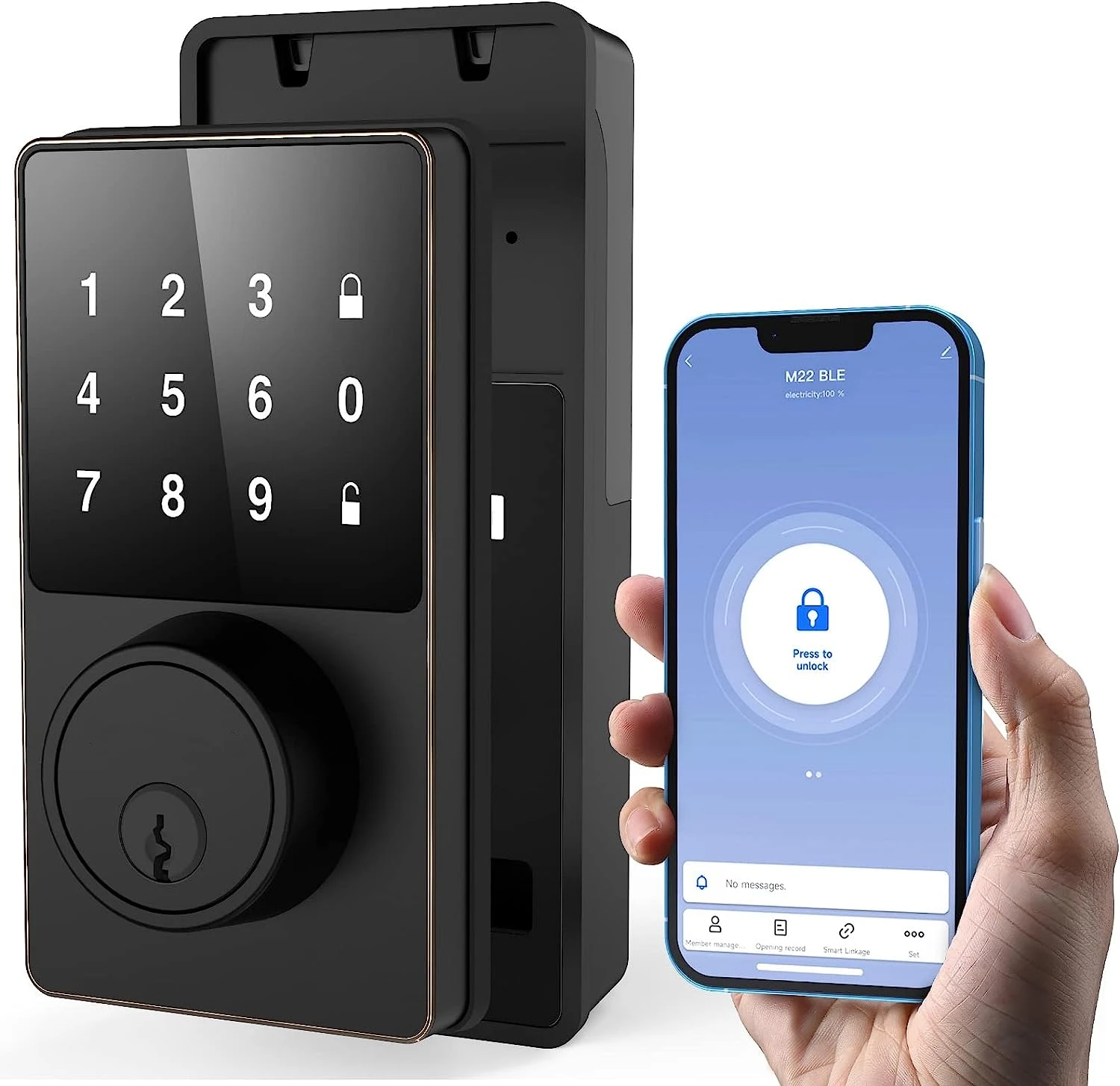 Keyless Entry Door Lock, Electronic Keypad Deadbolt with Handle, Auto Lock  Front Door Handle Sets, Easy to Install, 50 User Codes, Security Waterproof  Smart Locks for Front Door, Home/Hotel Use 