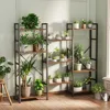 Triple 4 Tier Bookshelf, Bookcase with 11 Open Display Shelves, Wide Book Shelf Book Case for Home & Office, Rustic Brown 4