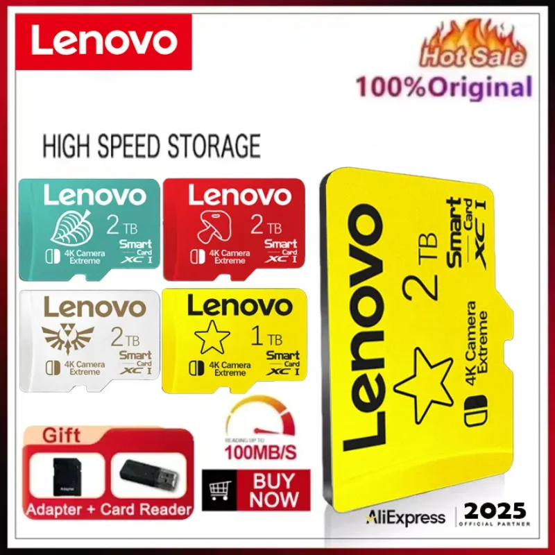 Memory Card Lenovo 2TB High Speed Memory Card 1TB 512GB 256GB Class 10 Micro TF SD Card 1TB SD Memory for Nintendo Switch Phone/Ps4
