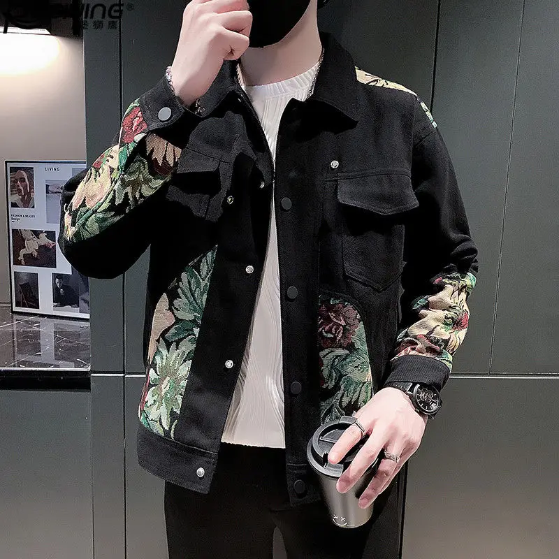 

2023 Spring Autumn Casual Print Fashion Slim Bomber Jacket Men Overcoat New Arrival Cargo Jackets Men's Jacket Top V69