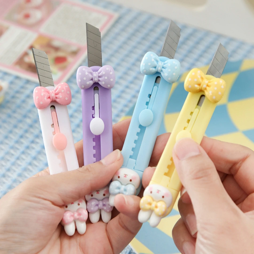 버니 유틸리티 나이프 효율적인 귀여운 박스 커터 학생용 문구 나이프 사랑스러운 미니 종이 커터 사무실 핸드북 종이용