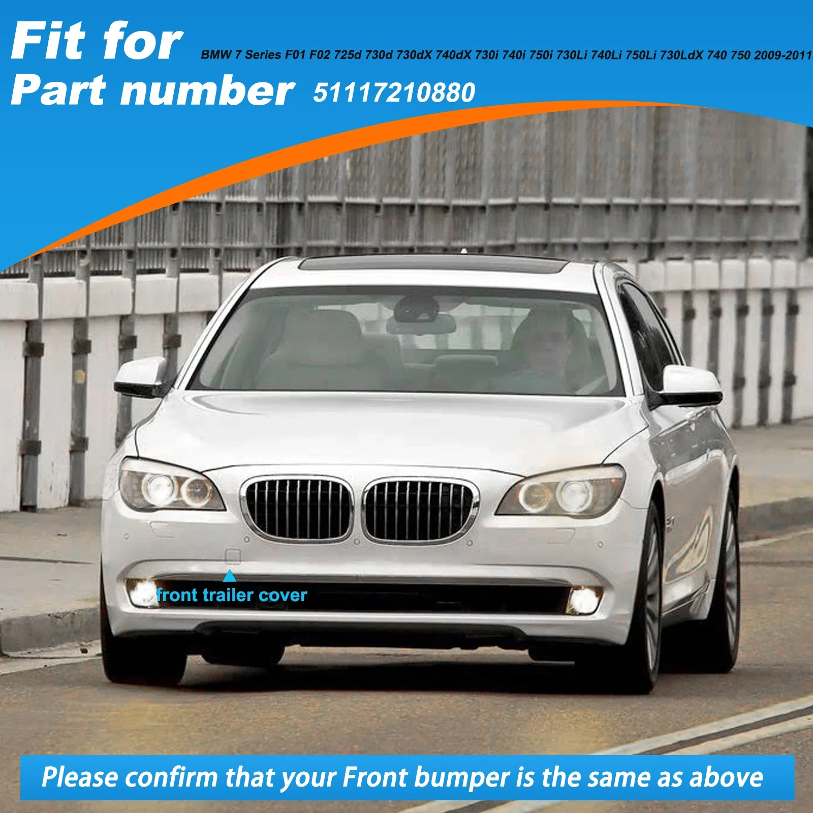 BMW 7 시리즈 F01 F02 725d 730d 730dX 740dX 730i 740i 2009 2010 2011 프론트 범퍼 견인 고리 커버 캡 아이 51117210880