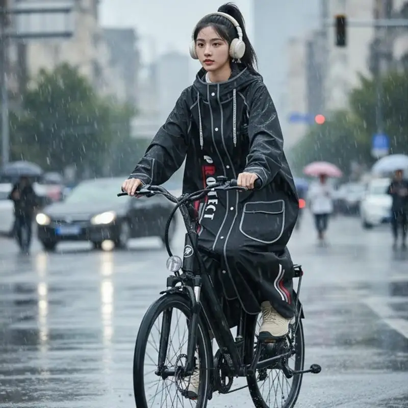 오토바이 비옷 비옷 향상된 찢어짐 저항 전신 보호 안전한 야간 라이딩을위한 반사 스트립 D7YA