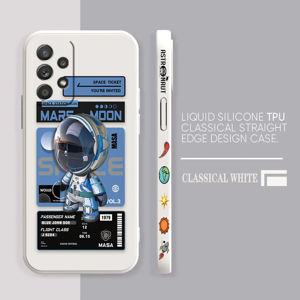 thumbnail image 1 of Funda para Samsung Galaxy A91 A73 A72 A71 A53 A52 A33 AO3S 4G 5G Funda de silicona líquida Simple elegante y lujosa astronautas espaciales, 1 of 5