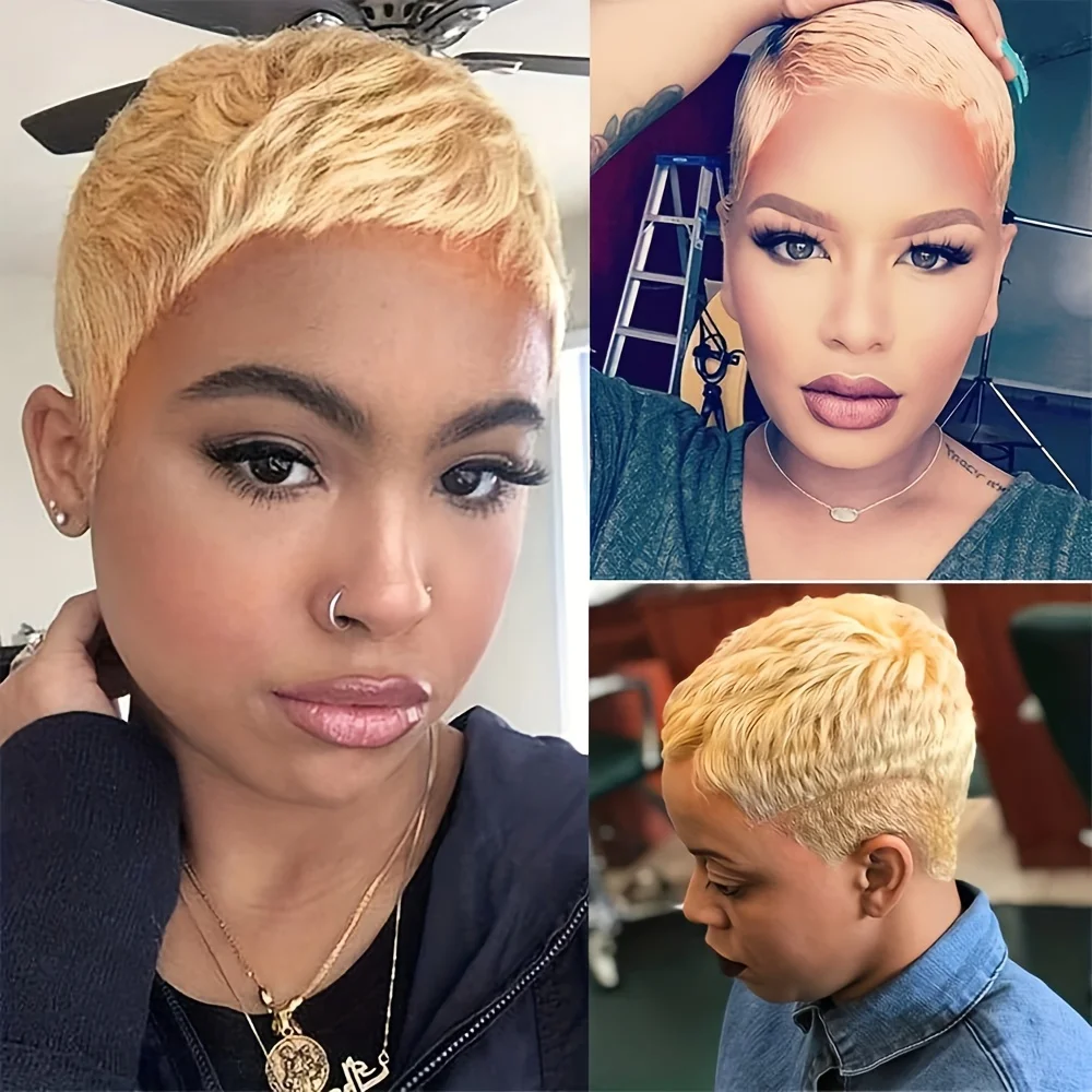 Short Cut Bob Human Hair Wigs With Long Natural Bangs For Black Women Human Hair Wig Full Machine Pixie Cut Wig human hair wigs