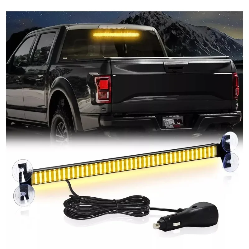 80LED Car Emergency Strobe Light Bar Windshield Hazard Warning Flashing Suction Lamp 12-24v for Police Trucks Car Accessories