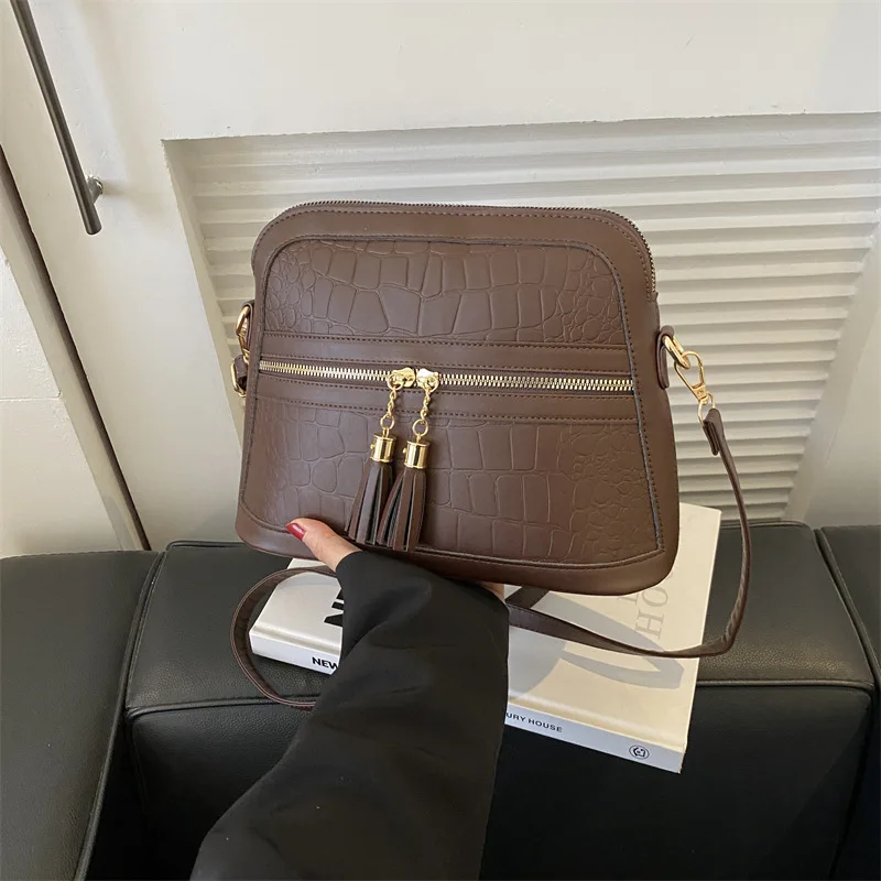 

Crocodile Leather Shoulder Bag Luxury Chain Strap Crossbody Bags For Women Fashion Handbags Zipper Messenger Bags