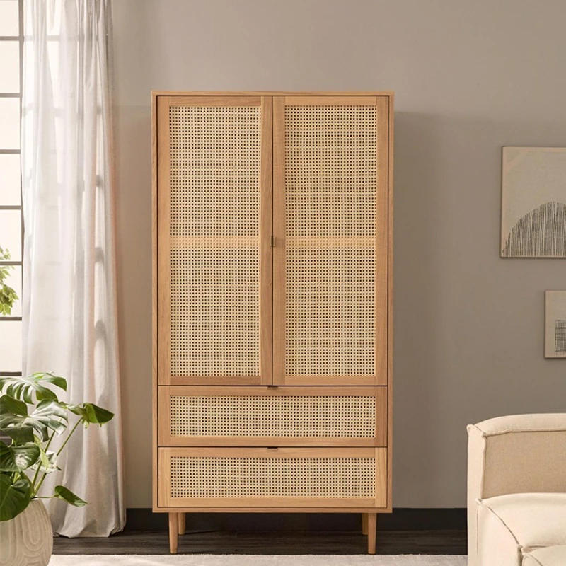 

XK Nordic and Japanese Style Solid Wood Wardrobe Small Apartment Home Modern Simple Log Large Cabinet