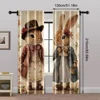 2pcs, Popular Curtain Panels 2D print Two rabbits holding hands Machine Washable Fabric (without rod) Thermal Insulation, and 5