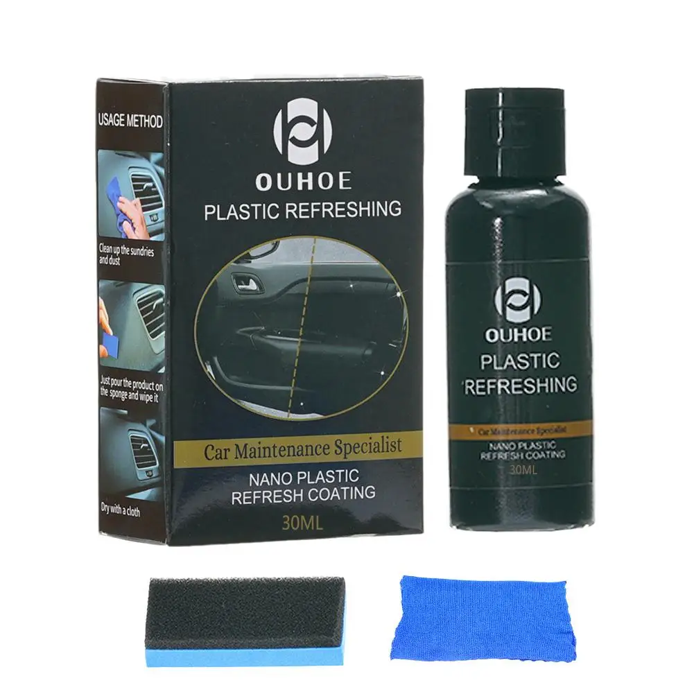 Car Maintenance Specialist Nano Plastic Refresh Coating Refurbish Agent Cleaning Products Restorer Cleaner with Sponge Towel Kit