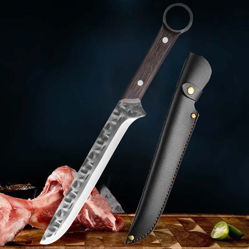 

Outdoor Camping Knife Survival Knife Forged Boning Knife Stainless Steel Meat Cleaver FruitKnife Sharp Barbecue Knife with Cover