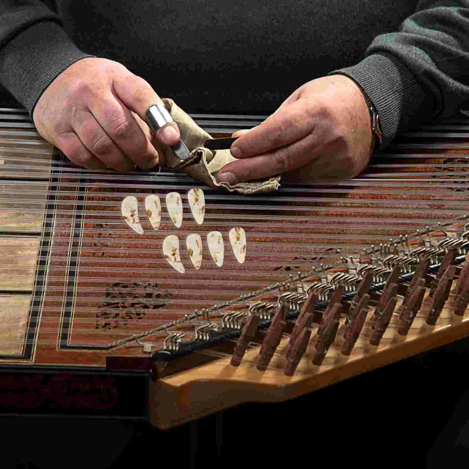 8 Pcs Nails Chinese Zither Finger Picks Guqin Fingertip Protection Covers Protectors Accessories