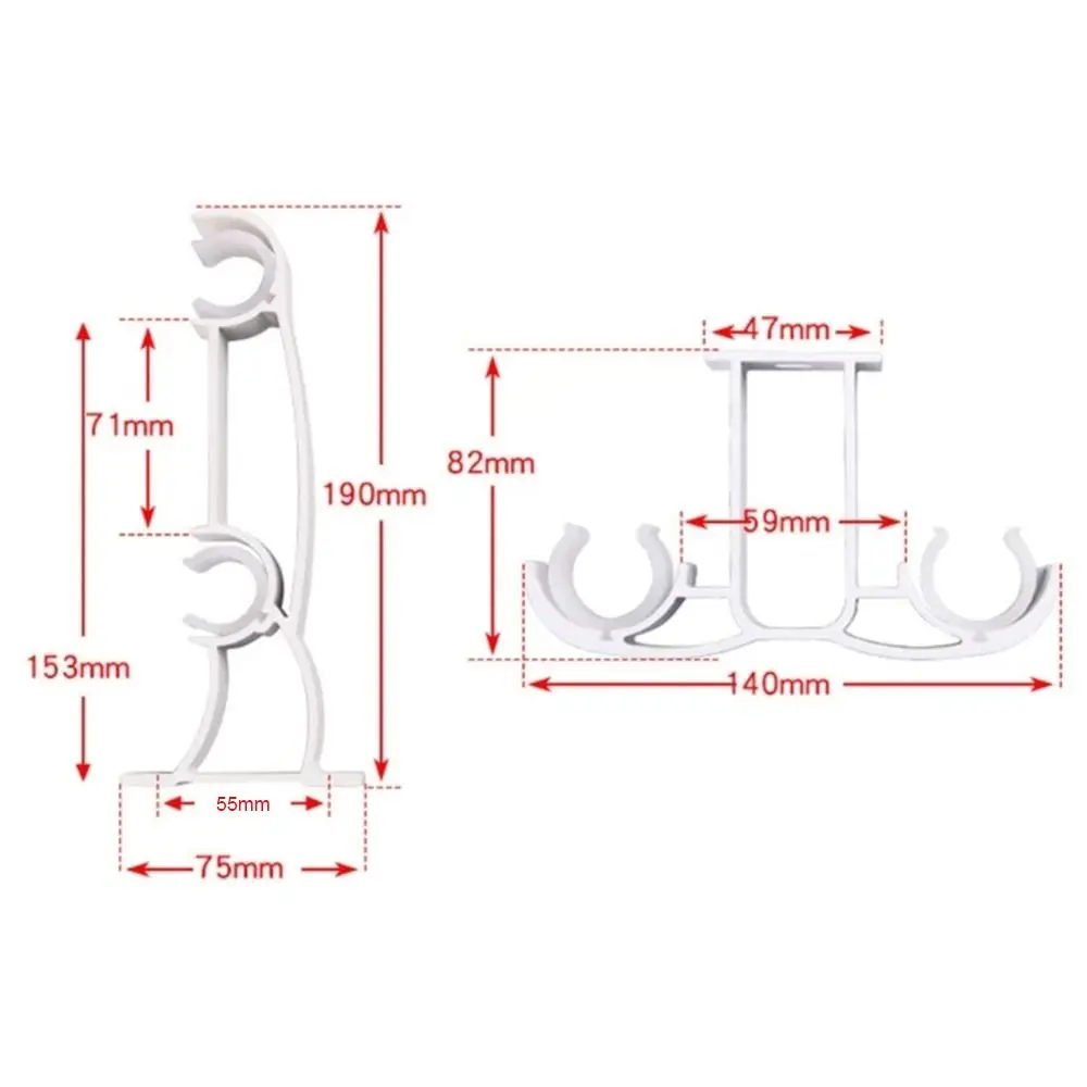 Description Picture 2 of itemDouble Curtain Rod Brackets Shower Curtain Pole Bracket Easy to Install Hanger Holder Home Decor Practical Home Hardware