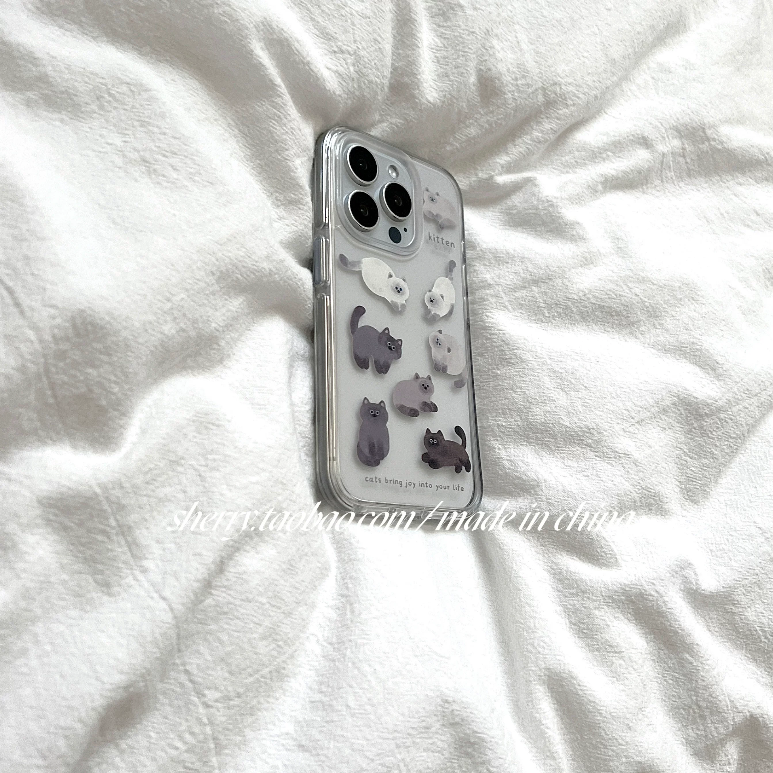 Korean Ins Cute Cartoon Cat Summer Fresh Phone Case Cover