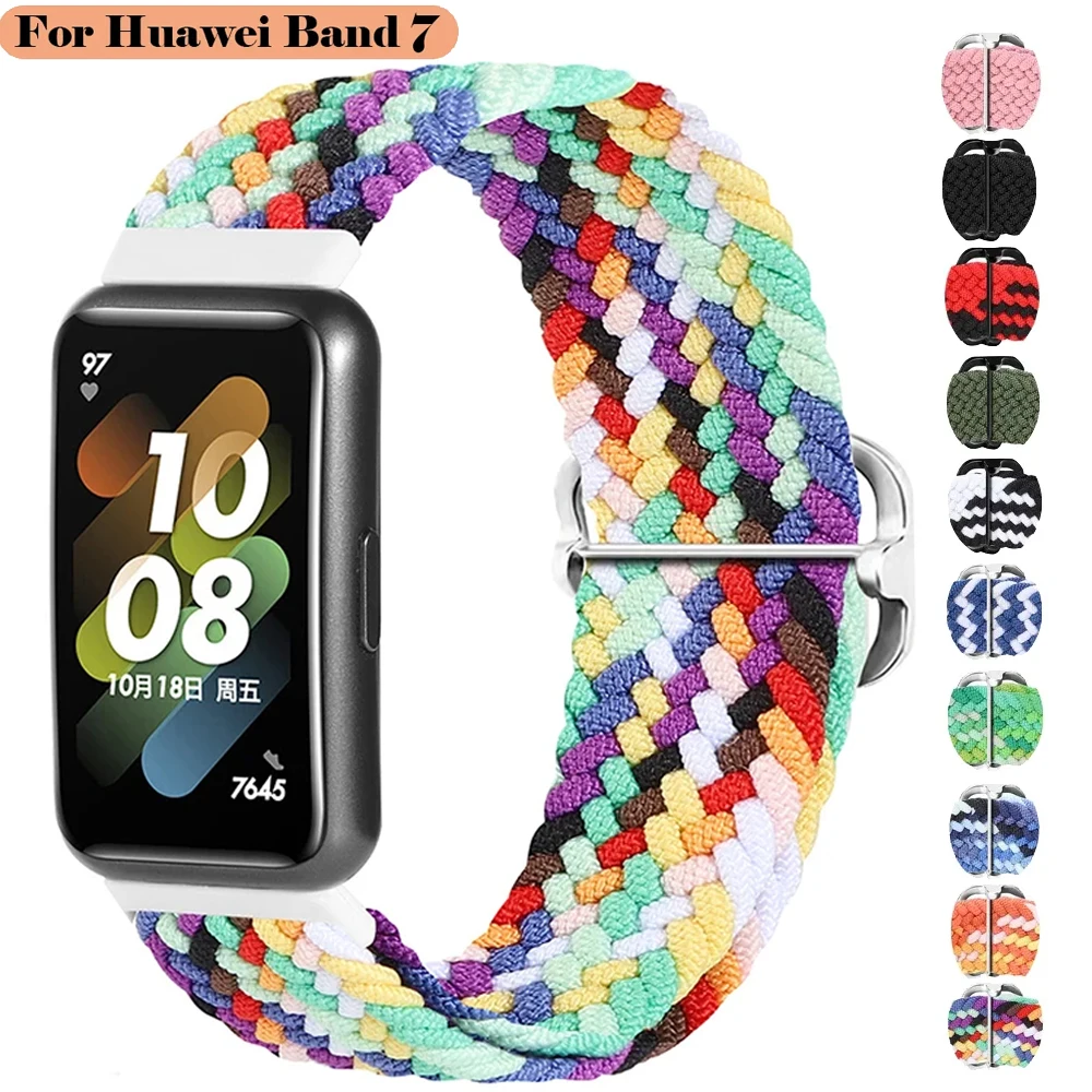 

Strap For Huawei Band 7 Adjustable Elastic Nylon Braided Strap Men Women Replacement Bracelet Wristband For Huawei Band 7