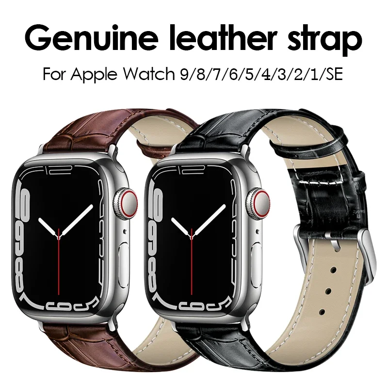 

Calfskin Genuine Leather Watchband 38mm 40mm 41mm for iwatch 8 7 6 5 4 3 SE Replace Wrist Strap 42mm 44mm 45mm for Apple Watch