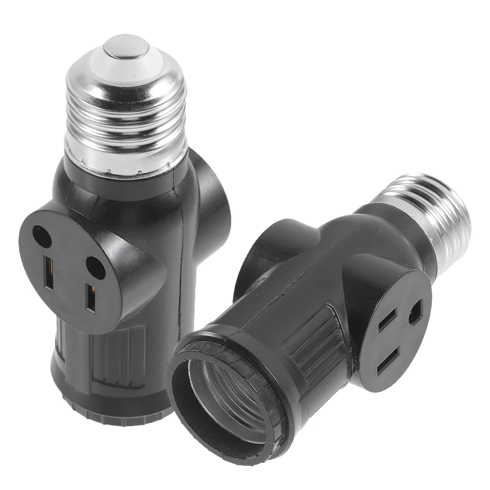 

2 Pcs Light Bulbs Lamp Adapter Polarized Socket Converter to Outlet Plug Splitter Holder Lighting Accessory