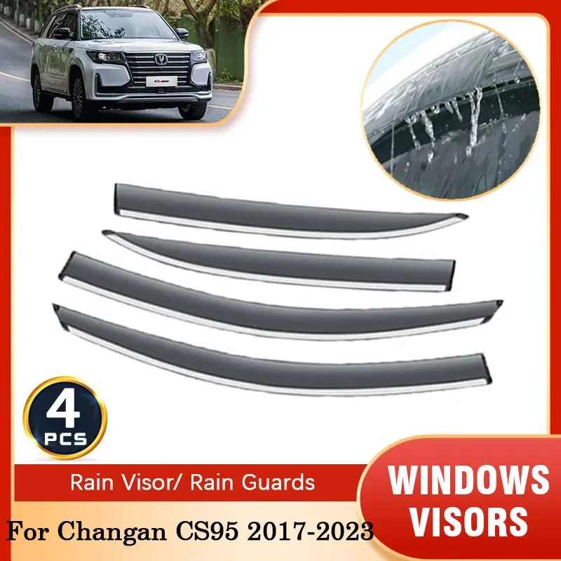 

For Changan CS95 2017 2018 2019 2020 2021 2022 2023 Rain Deflector Guard Awning Cover Trim Window Visor Shade Shelters Protector