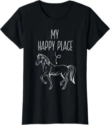 

My Happy Place Horse Lover Gifts Horseback Riding Equestrian T-Shirt