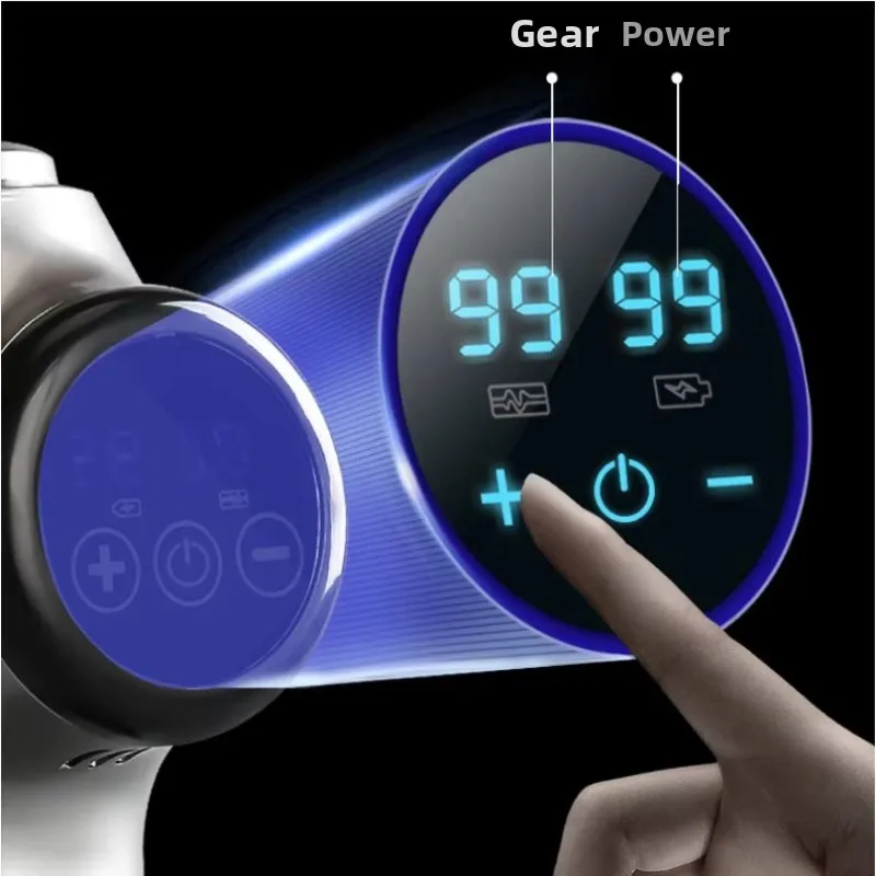 New Portable LCD Touch Household Electric Impact 99-gear Adjustment Massage Gun Muscle Relaxation Fascia Gun with 8 Massage Head